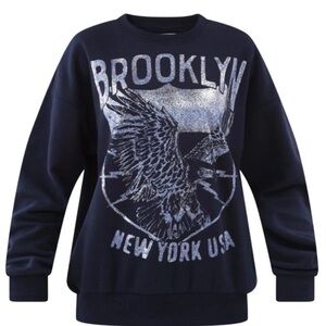NWOT Women’s No Boundaries Navy Sweatshirt with Silver Graphic